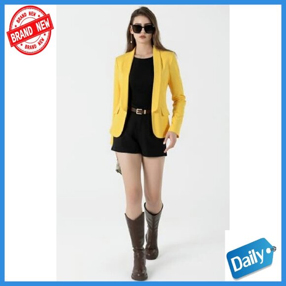 Women's Long Sleeve Casual Blazer Jacket No Button Recycled Material - Picture 5 of 8